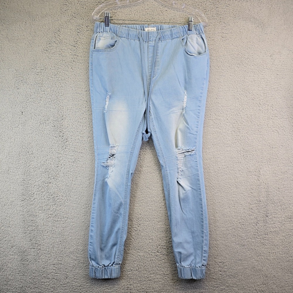 Gogo Jeans Joggers Juniors 15 High Rise Light Wash Ripped Stretch Distress Denim